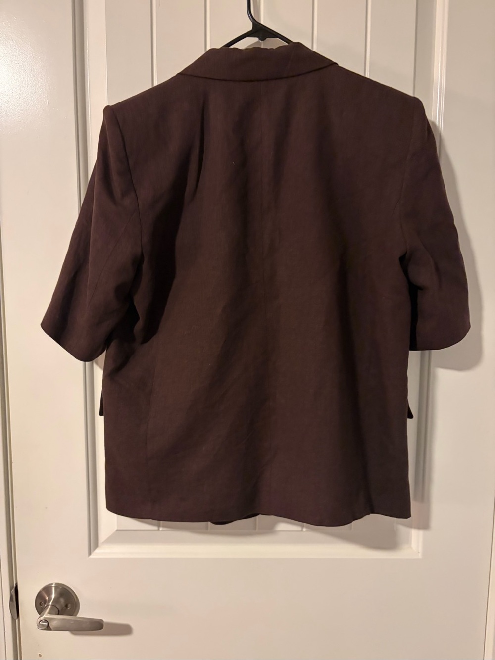 Zara Short-Sleeve Linen Blazer Jacket in Dark Brown - Picture 11 of 11